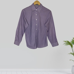 Women’s Foxcroft Wrinkle Free Collared Button Up Shirt Purple White Stripe Sz 6P